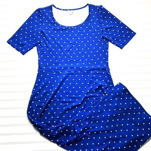 BNWT LuLaRoe Large Ana Maxi Dress Blue Polka Dot